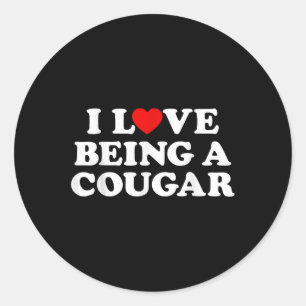 Ik hou ervan om een Cougar Outfit Cougars Heart Ho Ronde Sticker
