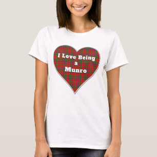 Ik hou ervan om een Munro Clan Tartan Plaid Heart  T-shirt