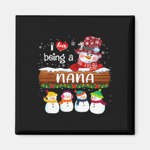 Ik hou ervan om een Nana Snowman Fun Fry Christmas Magneet