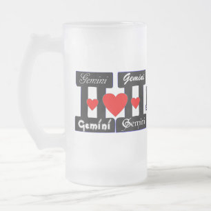 ♊★ 😍Ik hou Gemini-Best-Zodiac teken Frosted Bier Matglas Bierpul