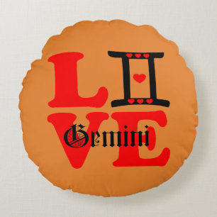 ♊★ 😍Ik hou Gemini-Best-Zodiac teken rond gooien Kussen
