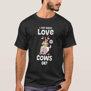 Ik hou gewoon echt van koeien kleren kunst veehoud t-shirt