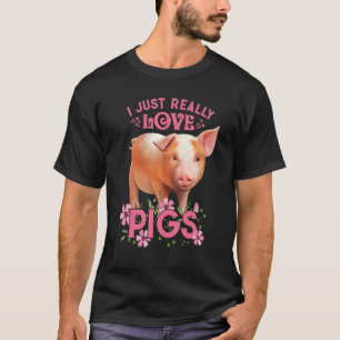 Ik hou gewoon echt van varkens oke schattig jong v t-shirt