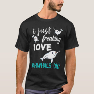 Ik hou gewoon helemaal van narwals walvis vissen o t-shirt