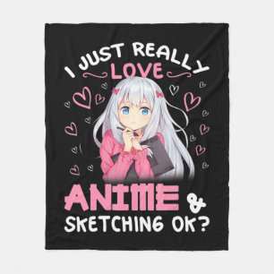 Ik hou gewoon van animatie en kettingtekenkunst fleece deken