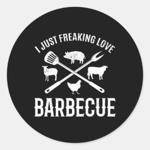 Ik hou gewoon van barbecue barbecuegrilling BB Ronde Sticker