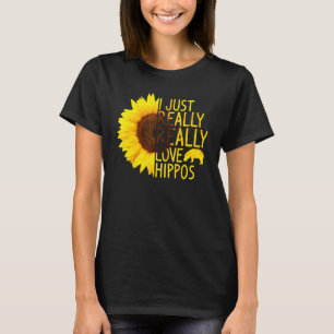 Ik hou gewoon van Hippos Women Mannen Herd Sunflow T-shirt