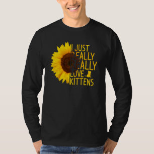 Ik hou gewoon van Kittens Women Mannen Kat Sunflo T-shirt