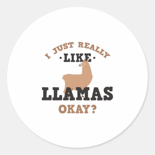 Ik hou gewoon van Llamas Funny Quote Sticker (Voorkant)