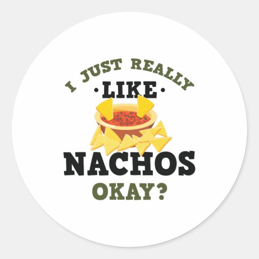 Ik hou gewoon van Nachos Funny Quote Sticker (Voorkant)