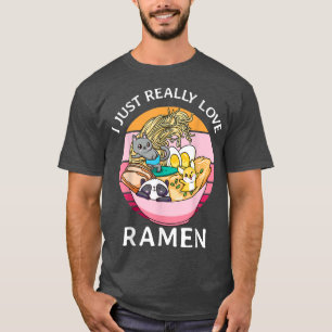 Ik hou gewoon van Ramen Cat Dog Panda Kawaii Suns T-shirt