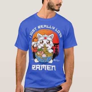 Ik hou gewoon van Ramen Cat Japanse Ramen Noodle T-shirt
