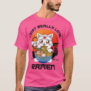 Ik hou gewoon van Ramen Cat Japanse Ramen Noodle T-shirt