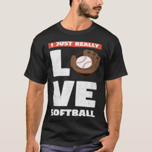 Ik hou gewoon van softbal voor honkbalspeler t-shirt