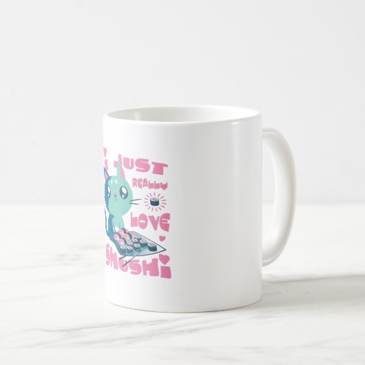 Ik hou gewoon van Sushi Cute Kawaii Cat Gift Koffiemok (Voorkant rechts)