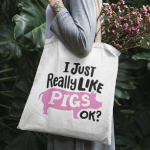 "Ik hou gewoon van varkens, oké?" grappig roze var Tote Bag