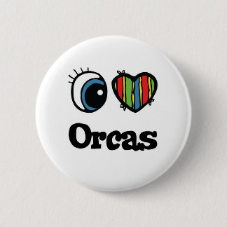 Ik hou (Hart) van orka's Ronde Button 5,7 Cm