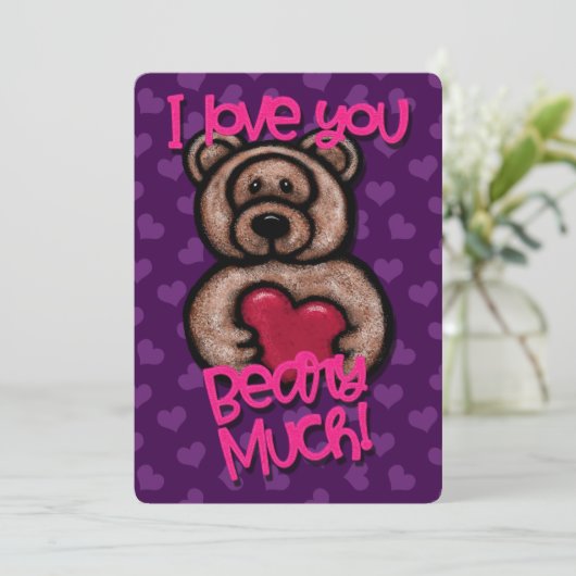 Ik hou heel veel van jou Beary Much Valentijn Feestdagenkaart (Staand voorkant)
