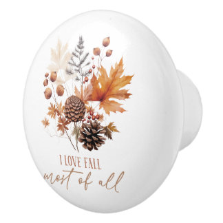 Ik hou het meest van herfst keramische knop