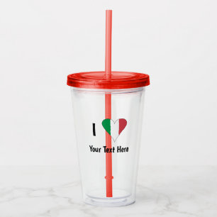 Ik hou (Italiaanse vlag hart) van je tekst Acryl Drinkbeker