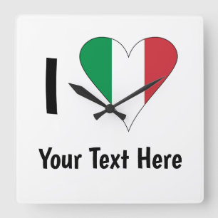 Ik hou (Italiaanse vlag hart) van je tekst Vierkante Klok
