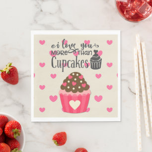 Ik hou meer van je dan cupcakes servet