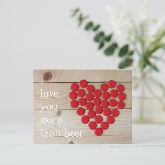 Ik hou meer van je dan van bier briefkaart (Staand voorkant)