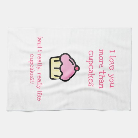 Ik hou meer van je dan van cupcakes. Fun Theedoek (Horizontaal)