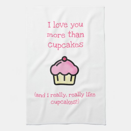 Ik hou meer van je dan van cupcakes. Fun Theedoek (Verticaal)