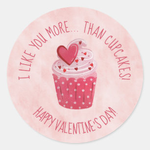 Ik hou meer van je dan van Cupcakes Valentijnsdag Ronde Sticker