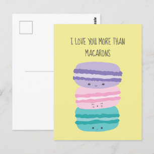 Ik hou meer van je dan van Macarons Kawaii Pastel  Briefkaart