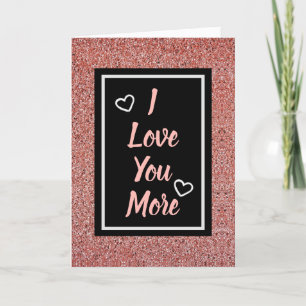 Ik hou meer van je roze Glitter Valentijnsdag Name Feestdagen Kaart