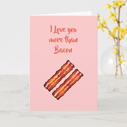 Ik hou meer van jou dan Bacon kaart in roze (Gele Bloem)