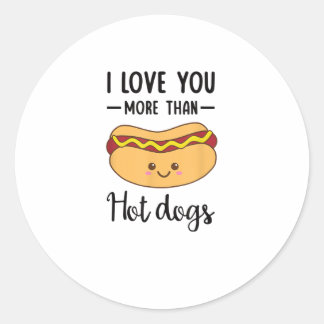 Ik hou meer van jou dan van hotdogs, grappige wors ronde sticker