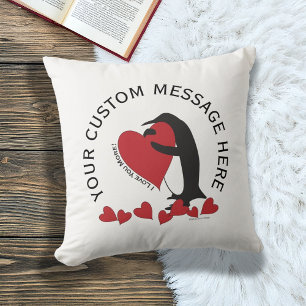 Ik hou meer van jou! Pinguïn en Rode Hart Kussen