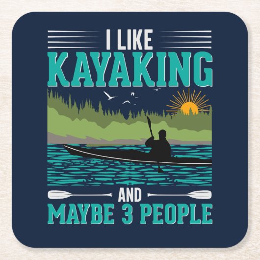 Ik hou meer van Kayaking dan van Mensen Vierkante Kartonnen Onderzetter (Voorkant)