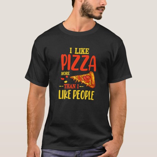 Ik hou meer van Pizza dan van mensen grappig Sarca T-shirt (Voorkant)