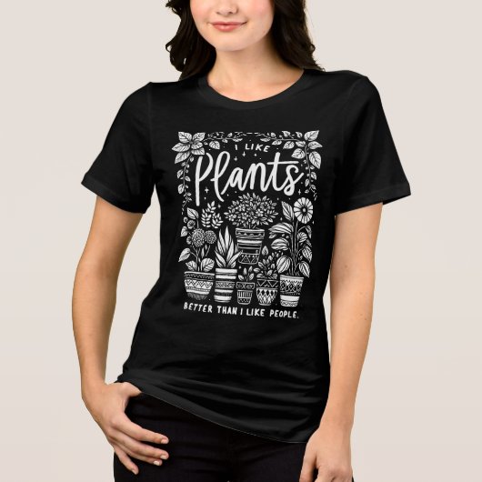 Ik hou meer van Planten dan van mensen Tri-Blend Shirt (Voorkant)