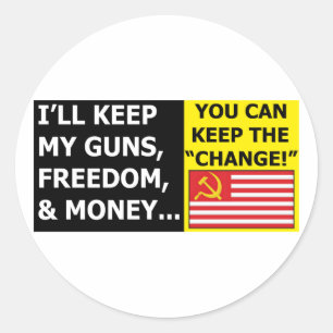 Ik hou mijn Pistolen, vrijheid en geld Ronde Sticker