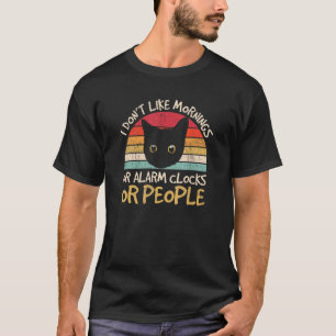 Ik hou niet van ochtenden of mensen kat schattig k t-shirt