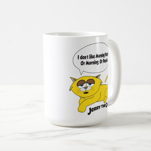 "Ik hou niet van ochtendmensen" Jerry de kat Mok (Voorkant rechts)