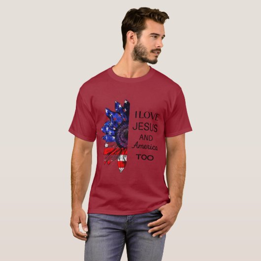 Ik hou ook van Jezus en Amerika T-shirt (Voorkant volledig)
