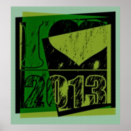 Ik hou van 2013 - Hexagonal pixels Pop Art - Poste Poster (Voorkant)
