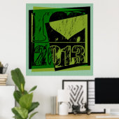 Ik hou van 2013 - Hexagonal pixels Pop Art - Poste Poster (Thuiskantoor)