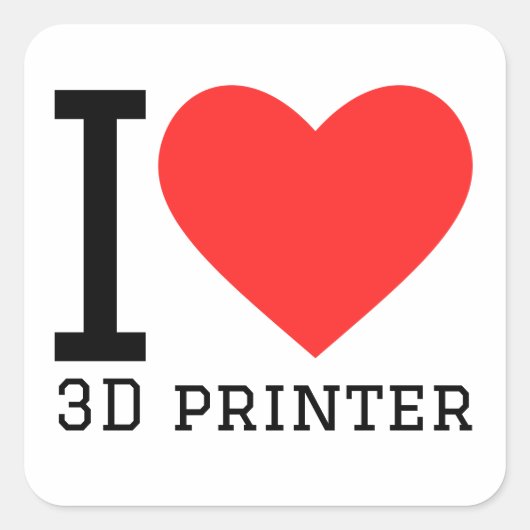 Ik hou van 3D-printer Vierkante Sticker (Voorkant)