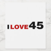 Ik hou van 45 wijn etiket (Enkel label)