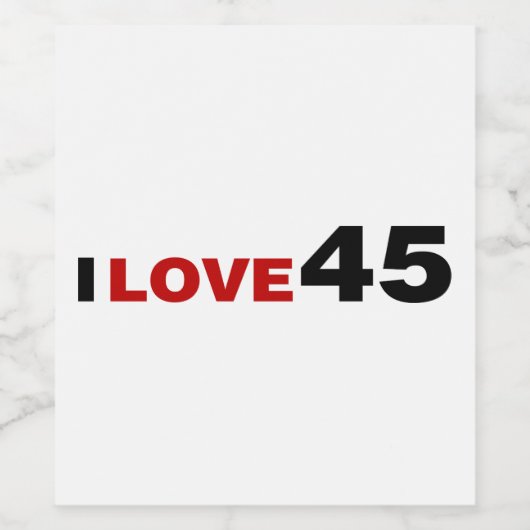 Ik hou van 45 wijn etiket (Enkel label)