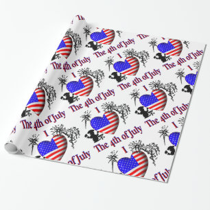 Ik hou van 4 juli cadeaupapier