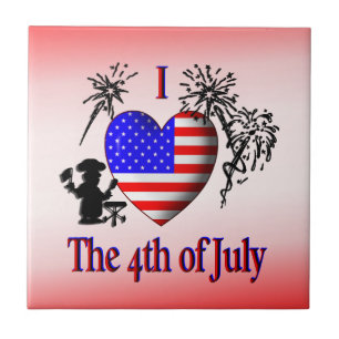 Ik hou van 4 juli Cute US Vlag Keramische Tegels Tegeltje