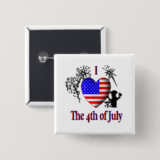 Ik hou van 4 juli vierkante button 5,1 cm